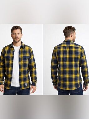 Diesel Navy and Yellow Plaid Shirt